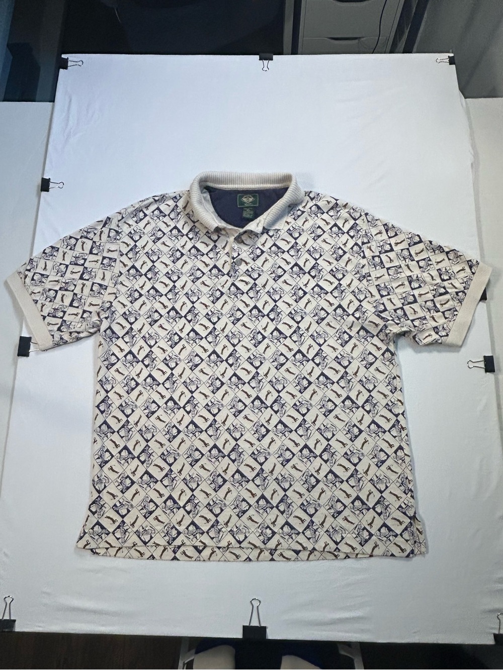 Vintage Dockers Golf Polo Shirt Men's XL 90s Cotton All Over Print RARE AOP
